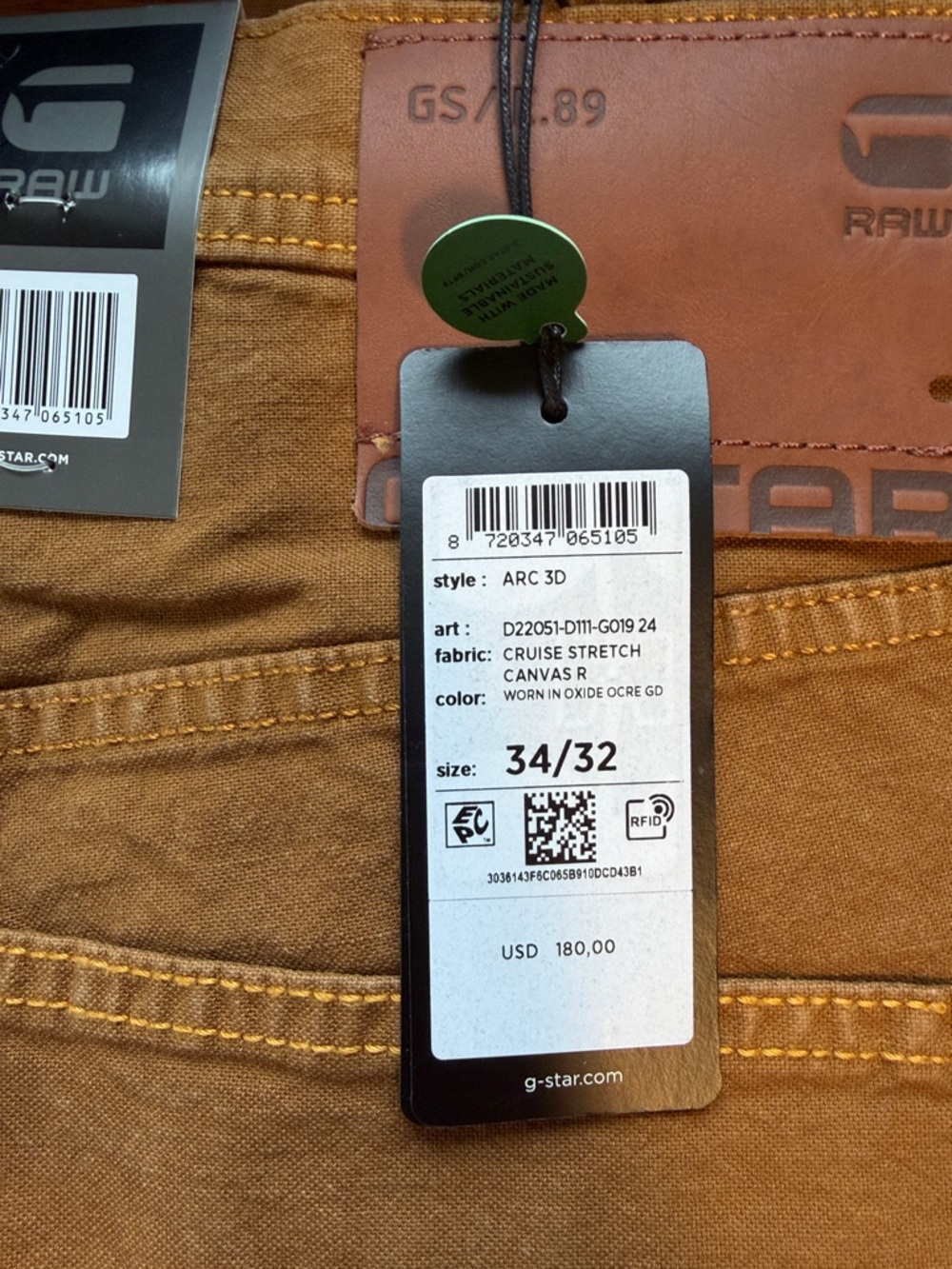 G-Star ARC 3D Canvas Pants in Oxide Ocre
